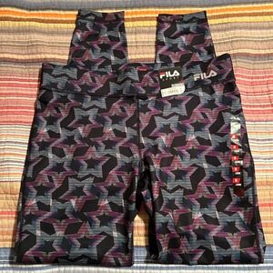 FILA Sport Neon Star Running Leggings Womens‎ Medium Activewear Tights